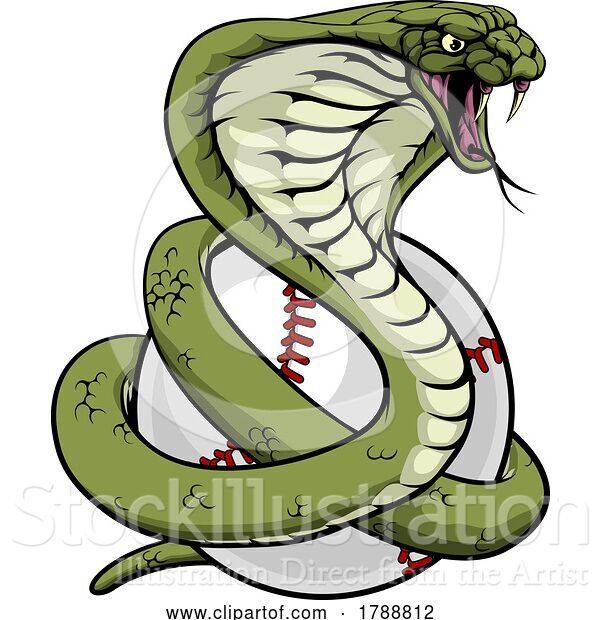 Vector Illustration of Cobra Snake Baseball Ball Animal Sport Team Mascot