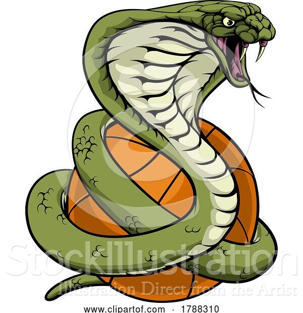 Vector Illustration of Cobra Snake Basketball Animal Sports Team Mascot