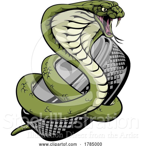 Vector Illustration of Cobra Snake Ice Hockey Team Sports Mascot