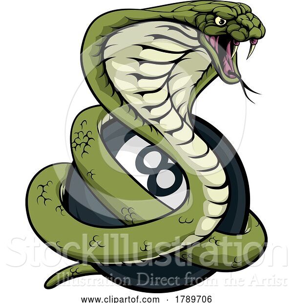 Vector Illustration of Cobra Snake Pool 8 Ball Billiards Mascot