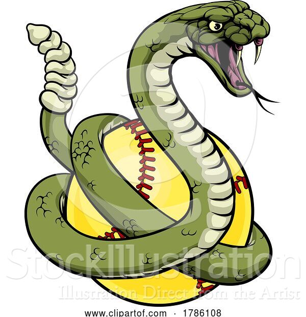 Vector Illustration of Cobra Snake Softball Animal Sports Team Mascot