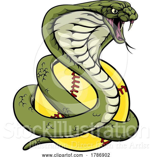 Vector Illustration of Cobra Snake Softball Animal Sports Team Mascot