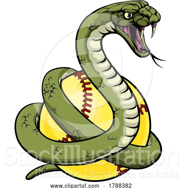 Vector Illustration of Cobra Snake Softball Animal Sports Team Mascot