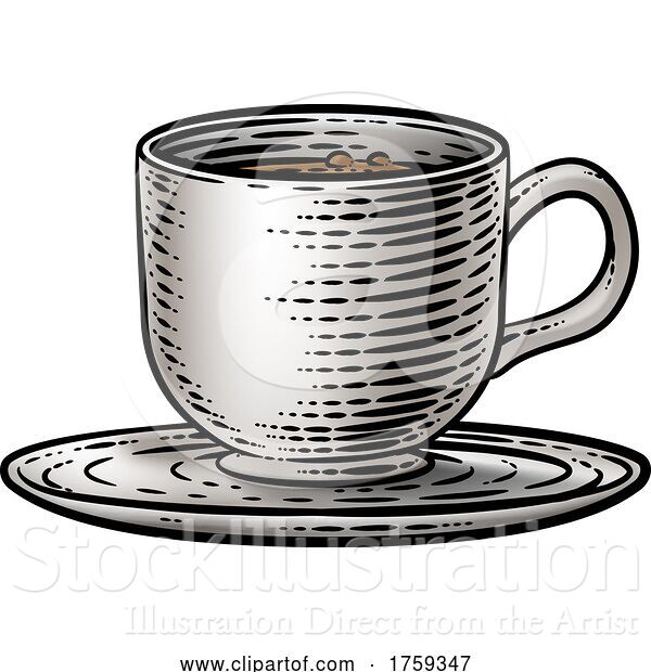 Vector Illustration of Coffee Tea Cup Drink Mug Vintage Woodcut