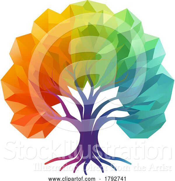 Vector Illustration of Colorful Rainbow Tree