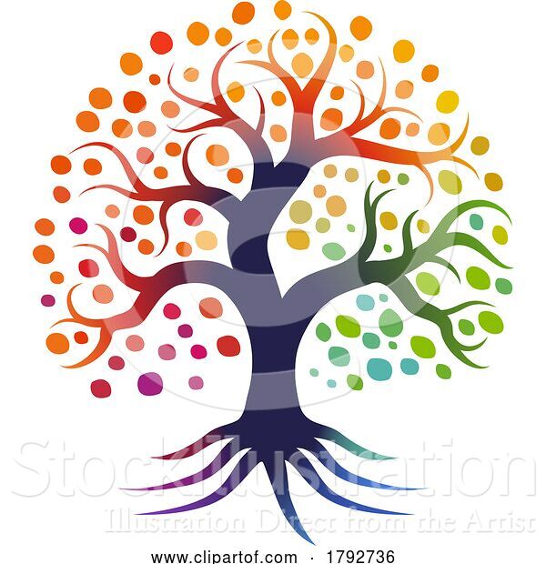 Vector Illustration of Colorful Rainbow Tree