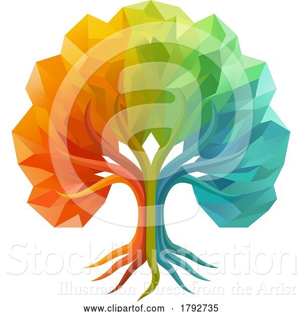 Vector Illustration of Colorful Rainbow Tree