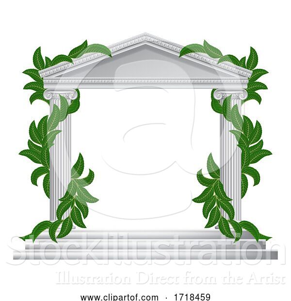 Vector Illustration of Column Pillar Greek or Roman Temple Border Frame