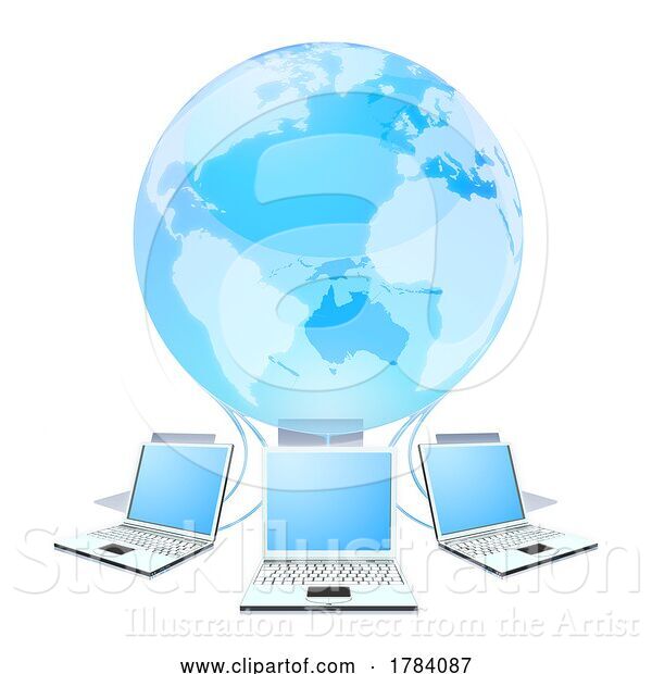 Vector Illustration of Computer Cloud Data Earth Technology Concept