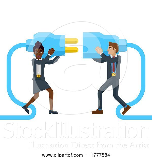 Vector Illustration of Connecting Electrical Plug Together People Concept