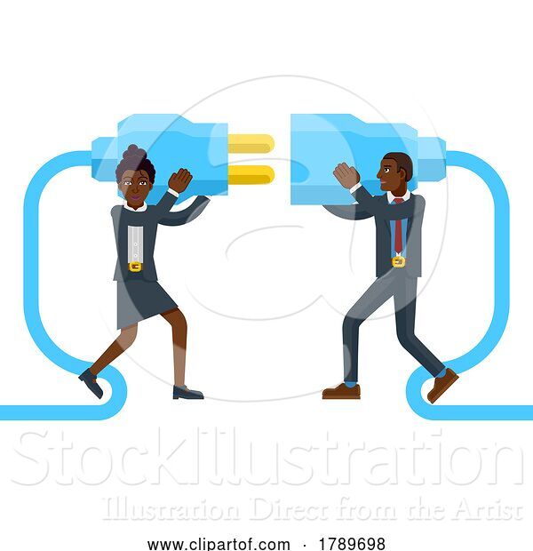 Vector Illustration of Connecting Electrical Plug Together People Concept