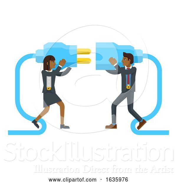 Vector Illustration of Connecting Plug Fitting Together Business Concept