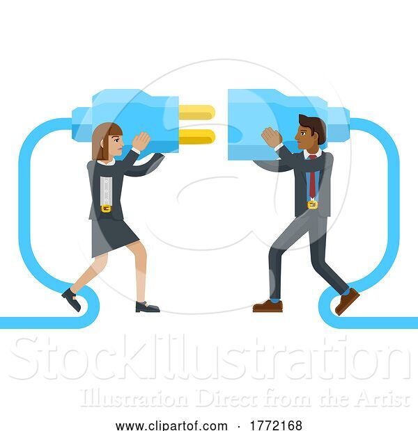 Vector Illustration of Connecting Plug Fitting Together Business Concept