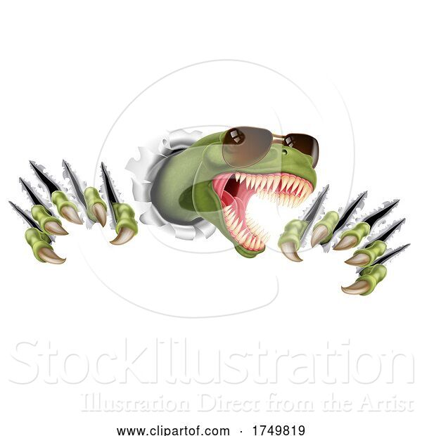 Vector Illustration of Cool Dinosaur Wearing Shades Sunglasses