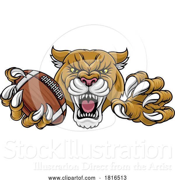 Vector Illustration of Cougar Panther Mountain Lion Puma Football Mascot