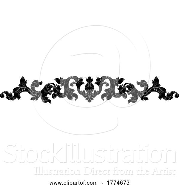 Vector Illustration of Crest Coat of Arms Filigree Heraldic Border Band