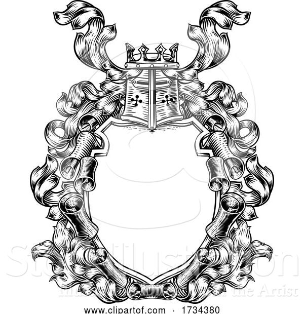 Vector Illustration of Crest Coat of Arms Royal Scroll Shield