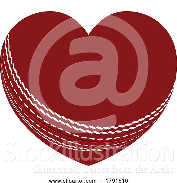 Vector Illustration of Crickat Ball Heart Shape Concept