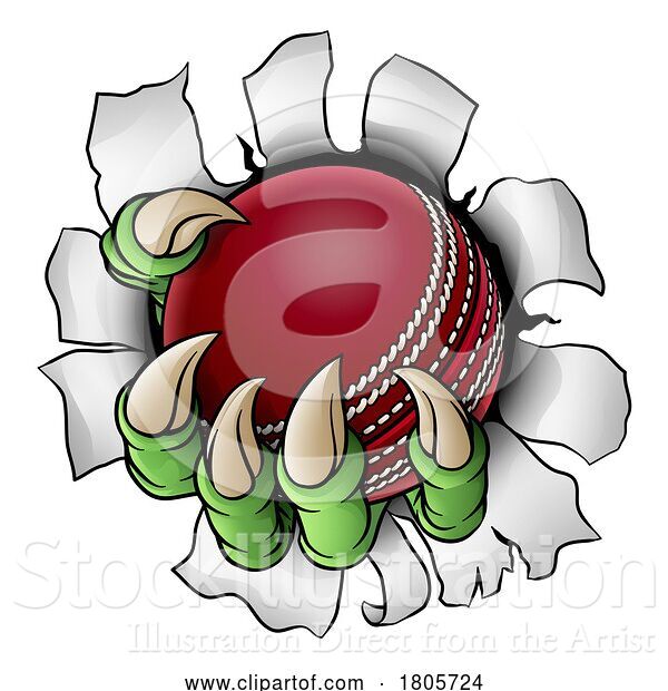 Vector Illustration of Cricket Ball Claw Monster Animal Hand