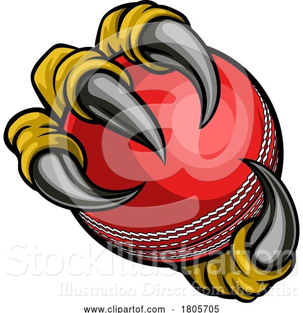 Vector Illustration of Cricket Ball Eagle Claw Monster Hand
