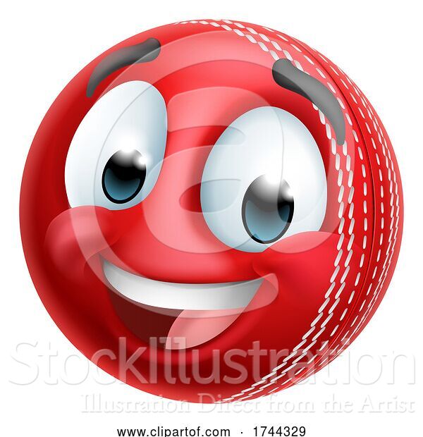 Vector Illustration of Cricket Ball Emoticon Face Emoji Icon