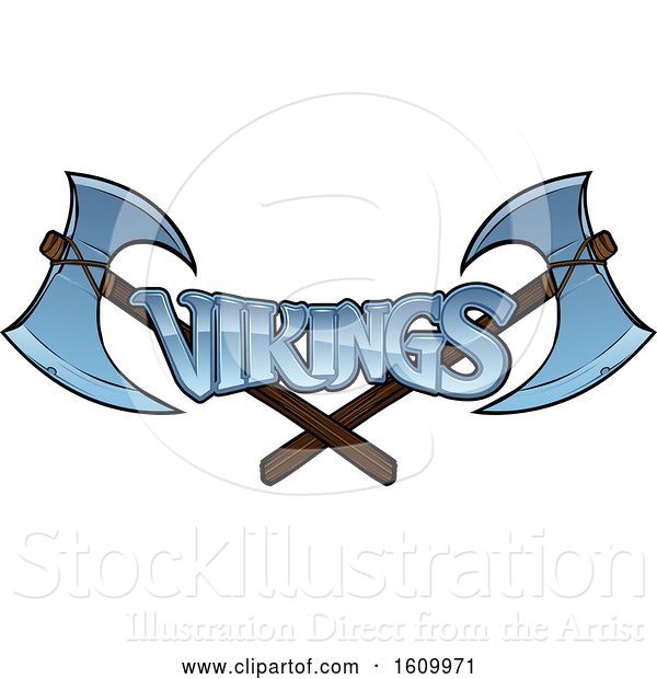 Vector Illustration of Crossed Viking Axes and Text