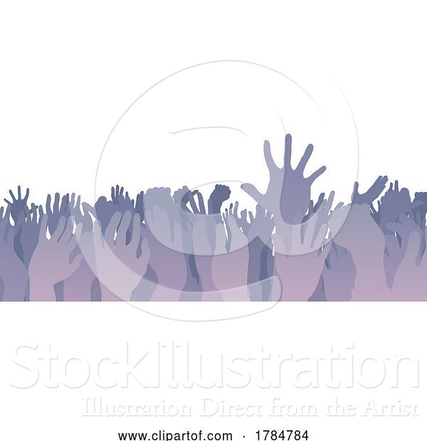 Vector Illustration of Crowd Audience Group Silhouette Party Hands up