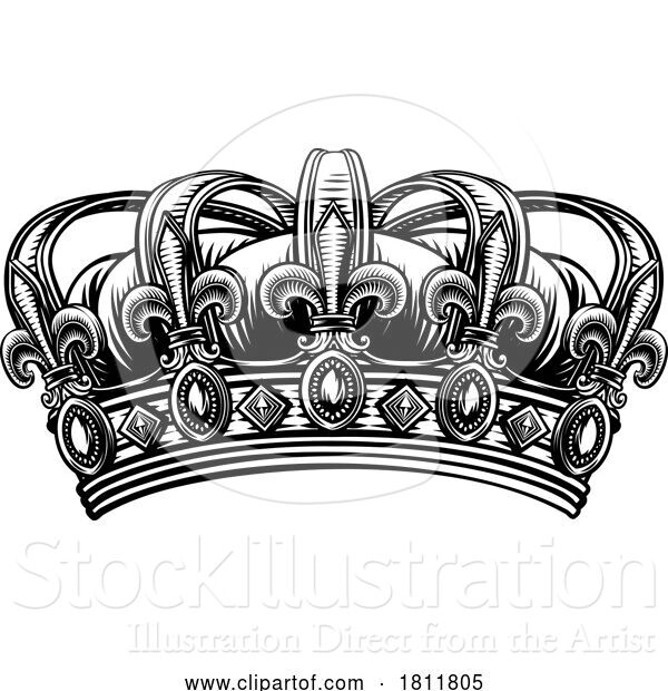 Vector Illustration of Crown Heraldic Vintage Woodcut Crest Illustration