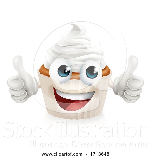 Vector Illustration of Cupcake Cake Happy Character Muffin Mascot