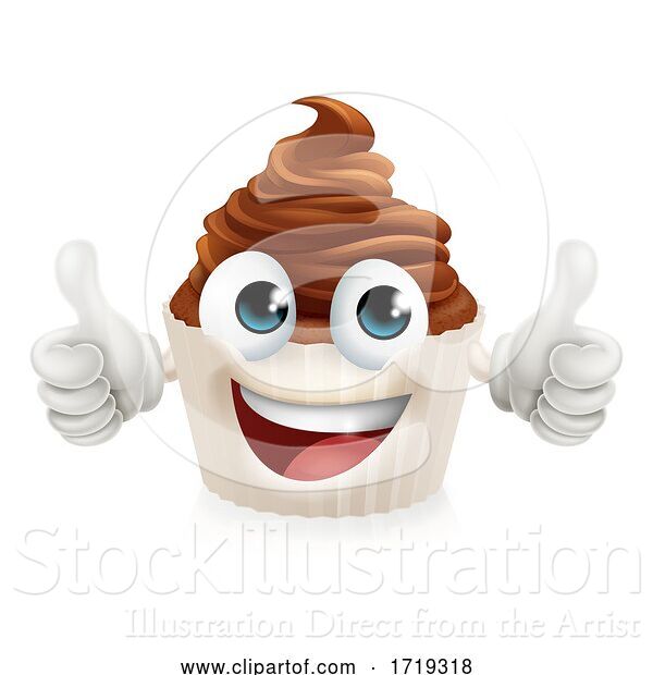 Vector Illustration of Cupcake Cake Happy Character Muffin Mascot