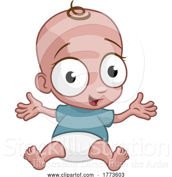 Vector Illustration of Cute Cartoon Happy Baby