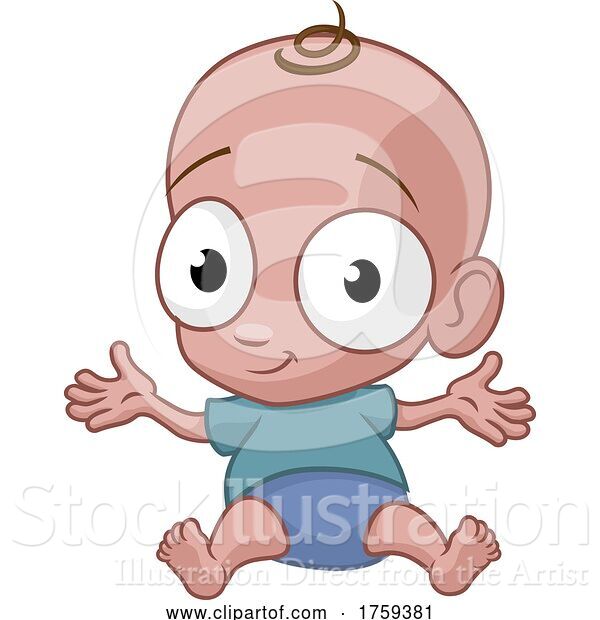 Vector Illustration of Cute Cartoon Happy Baby Infant Child Character