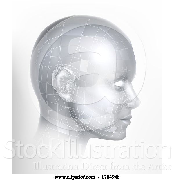 Vector Illustration of Cyber 3D Technology Face Digital Tech AI Head
