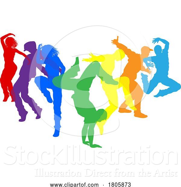 Vector Illustration of Dancers Silhouette Street Dance Poses Silhouettes