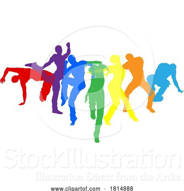 Vector Illustration of Dancers Silhouette Street Dance Poses Silhouettes