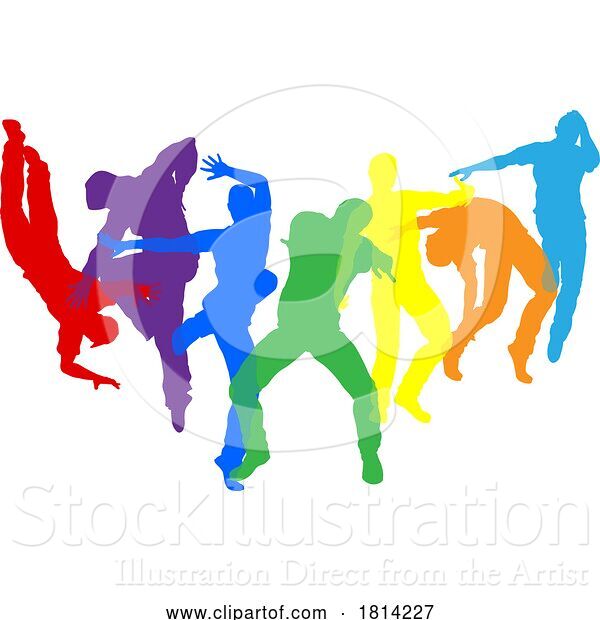 Vector Illustration of Dancers Silhouette Street Dance Poses Silhouettes