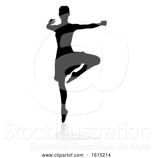 Vector Illustration of Dancing Ballet Dancer Silhouette
