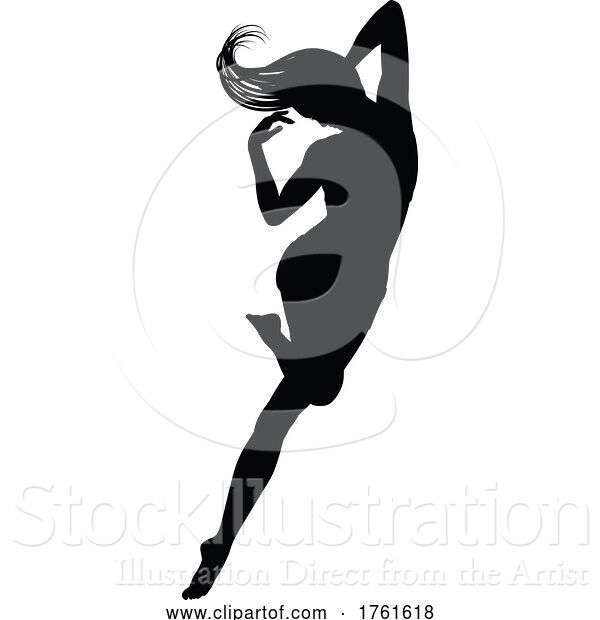 Vector Illustration of Dancing Lady Silhouette