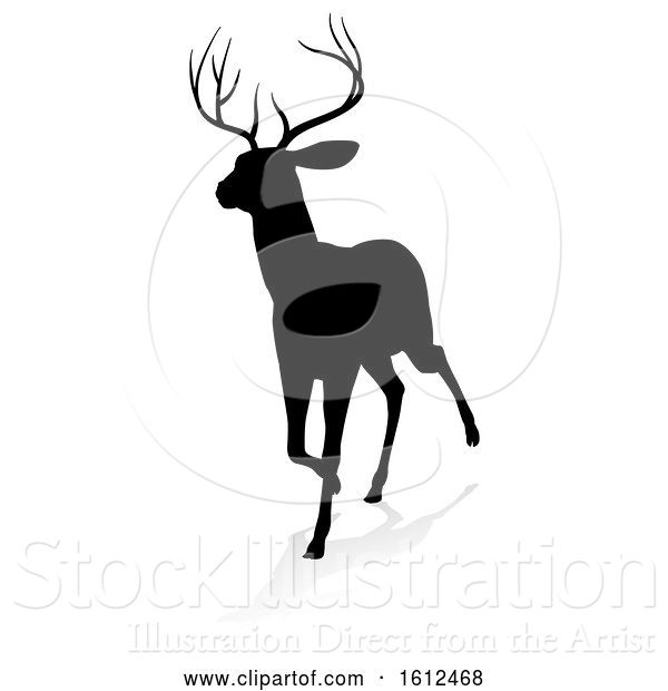 Vector Illustration of Deer Animal Silhouette, on a White Background