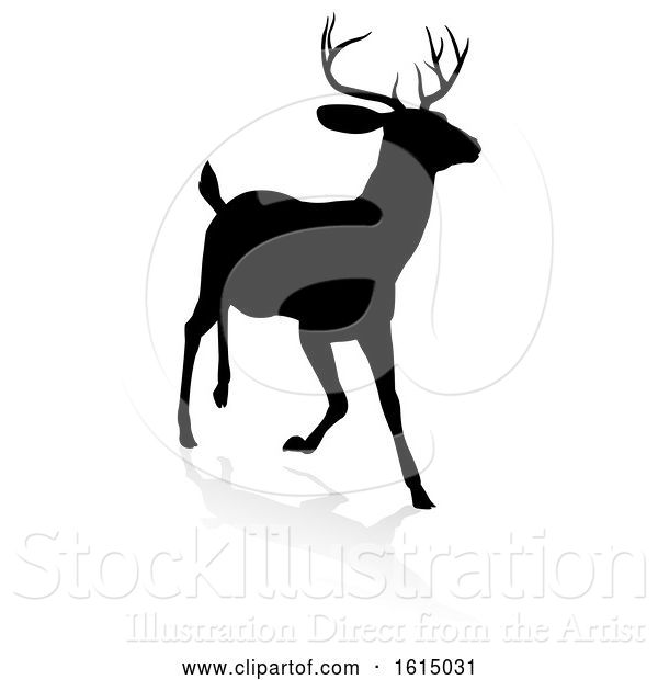Vector Illustration of Deer Animal Silhouette, on a White Background