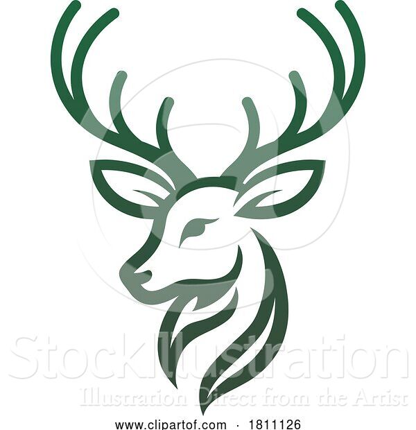 Vector Illustration of Deer Stag Buck Dear Animal Head Icon Mascot Design