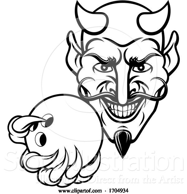 Vector Illustration of Devil Bowling Sports Mascot