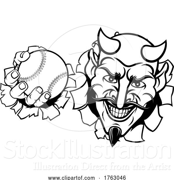Vector Illustration of Devil Satan Baseball Ball Sports Mascot