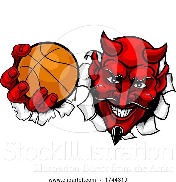 Vector Illustration of Devil Satan Basketball Sports Mascot