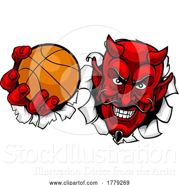 Vector Illustration of Devil Satan Basketball Sports Mascot
