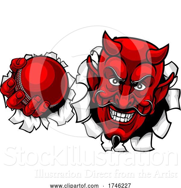 Vector Illustration of Devil Satan Cricket Sports Mascot