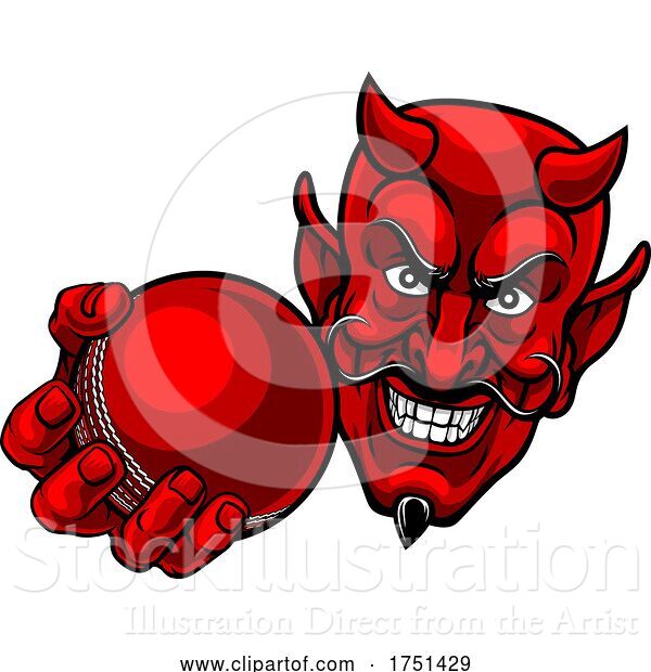 Vector Illustration of Devil Satan Cricket Sports Mascot