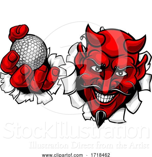 Vector Illustration of Devil Satan Golf Ball Sports Mascot