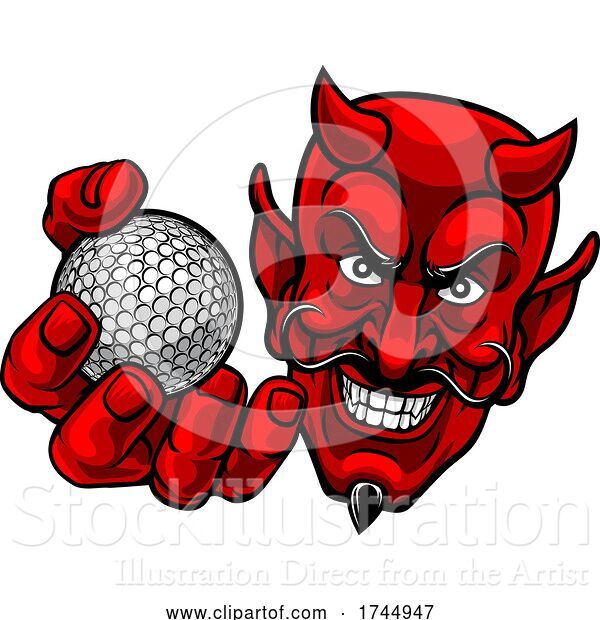 Vector Illustration of Devil Satan Golf Ball Sports Mascot