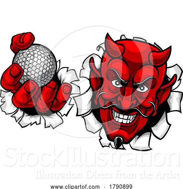 Vector Illustration of Devil Satan Golf Ball Sports Mascot